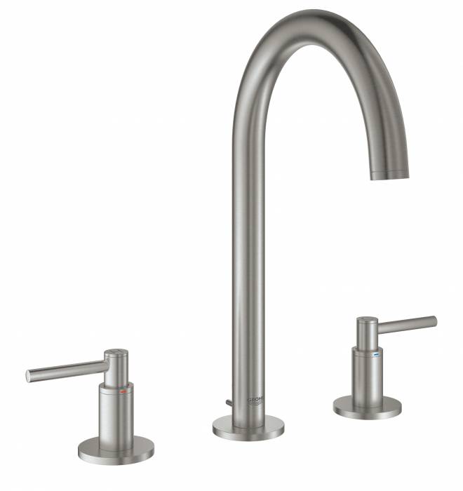 GROHE 20009DC3 Atrio New Смеситель двухвентильный для раковины на 3 отверстия, монтаж на бортик, размер M, СуперСталь. Фото