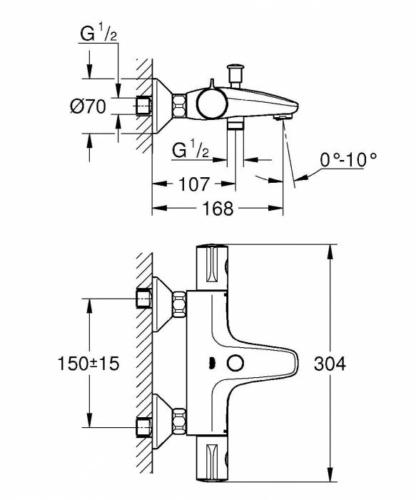 Термостатический смеситель для ванны GROHE Grohtherm 800 34576000. Фото