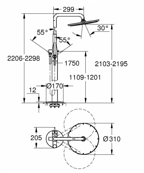 GROHE 23741DC1 Essence New Душ.сис.со смес,свободн-щая. Фото