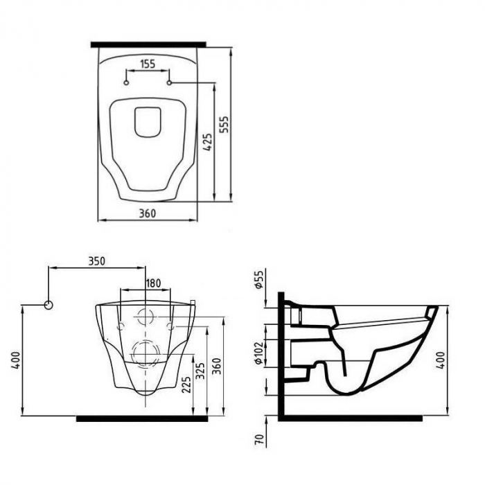 Безободковый подвесной унитаз BIEN Fracture FRKA056GMVP0W3000. Фото
