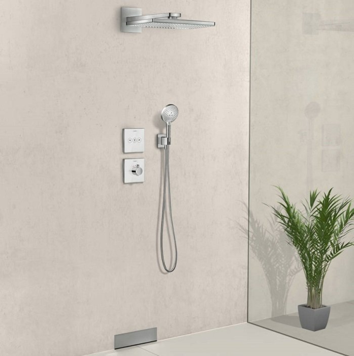 Модуль Hansgrohe ShowerSelect с 3 запорными клапанами, стеклянный 15736600. Фото