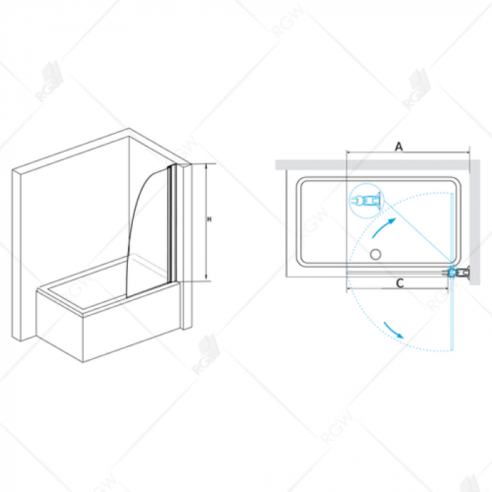 Шторка на ванну RGW SCREENS SC-22 01113608-11 80 см. Фото