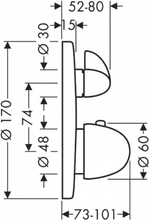 Термостат с запорным вентилем HANSGROHE Ecostat E 15700000. Фото