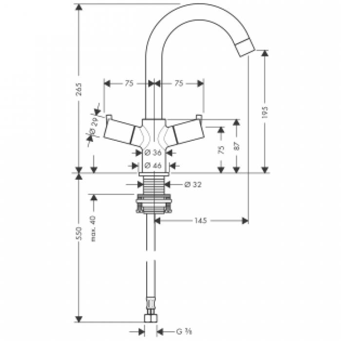 Смеситель для раковины HANSGROHE Tails S2 32030000. Фото