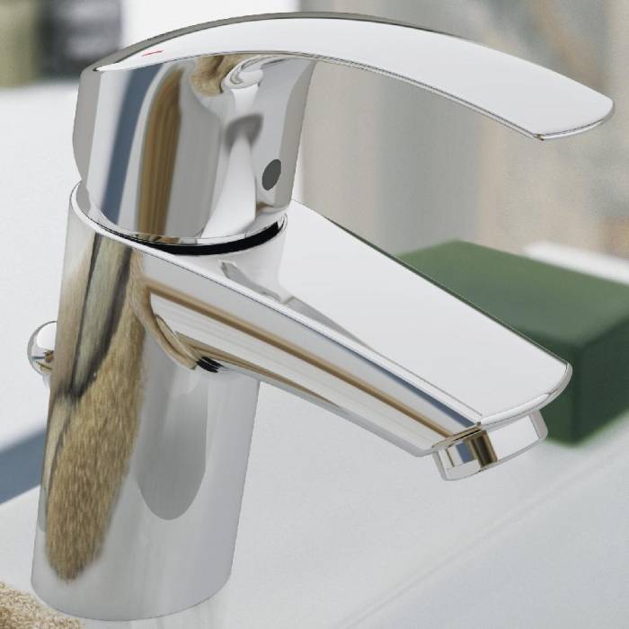 GROHE 32154002 Eurosmart 2015 Смеситель однорычажный для раковины с энергосберегающим картриджем - подача холодной воды при центральном положении рычага, гладкий корпус, S-size. Фото