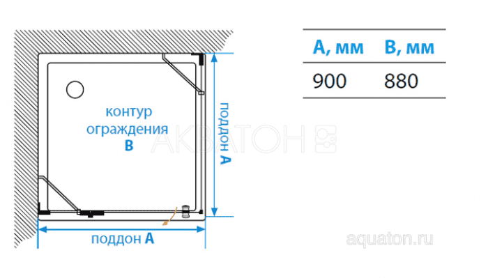 Душевое ограждение Акватон Lax SQR L квадратное 90х90х200 1AX017SSXX000. Фото