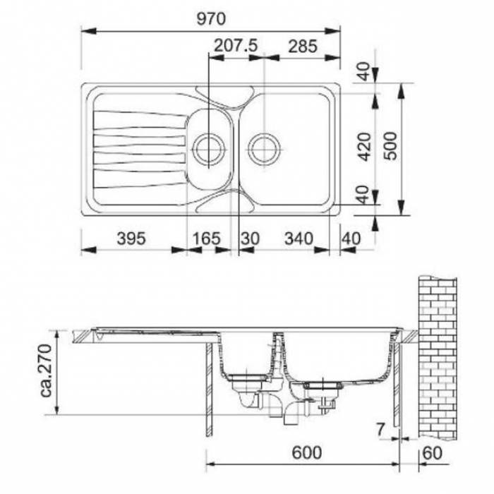 Кухонная мойка FRANKE Calypso COG 651 серебристый 114.0185.007. Фото