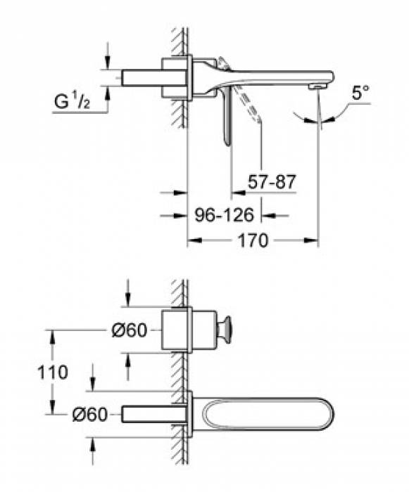 Смеситель для раковины GROHE Veris 19342000 (внешняя часть). Фото