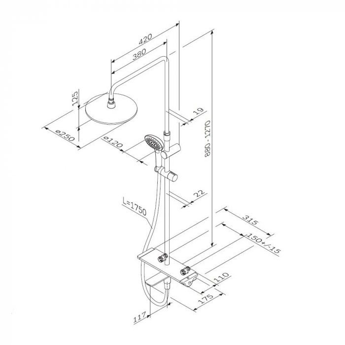 Душевая система ShowerSpot с термостатом AM.PM Spirit 2.0 F0770A500. Фото