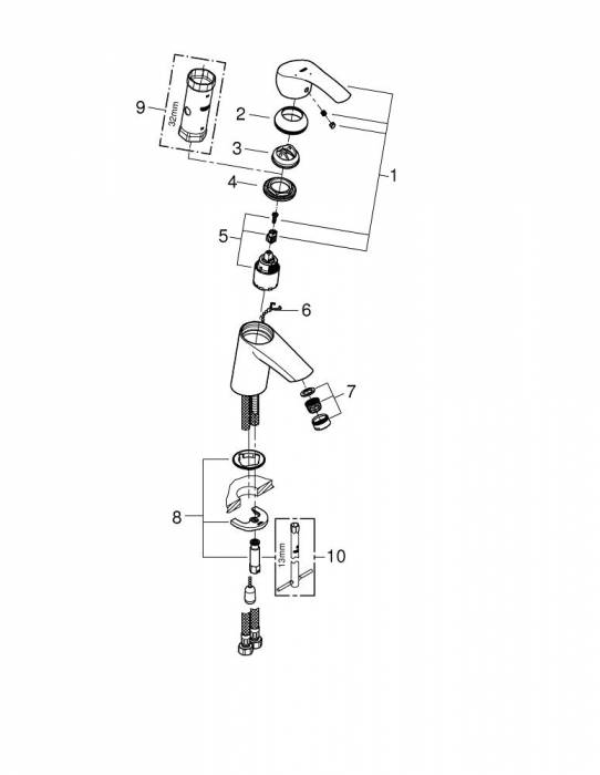 Смеситель для раковины GROHE Eurosmart 23372002. Фото