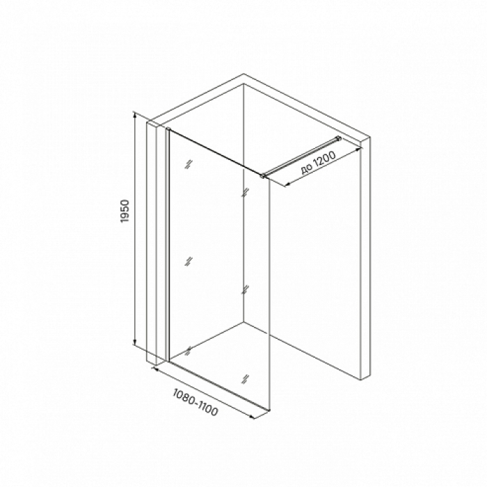 Душевая перегородка IDDIS Walk In Slide 110х195 SLI8CS1i23