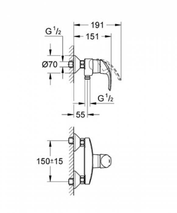 Смеситель для душа GROHE Eurosmart 33555001. Фото