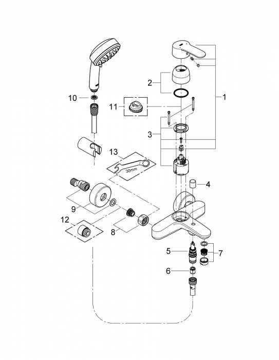 GROHE 3359220A Eurostyle Cosmopolitan Смеситель для ванны с ручным душем New Tempesta Cosmo II. Фото