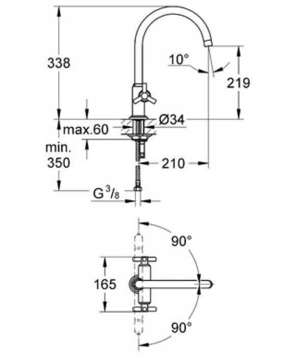 Смеситель для мойки GROHE Atrio 31000000. Фото