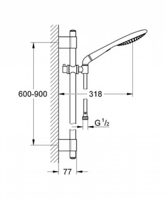 Душевой гарнитур GROHE Rainshower Solo 900 27273000. Фото