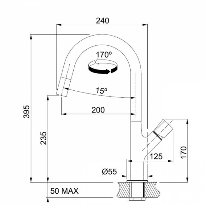 Смеситель для кухни FRANKE Fluence 115.0352.510. Фото