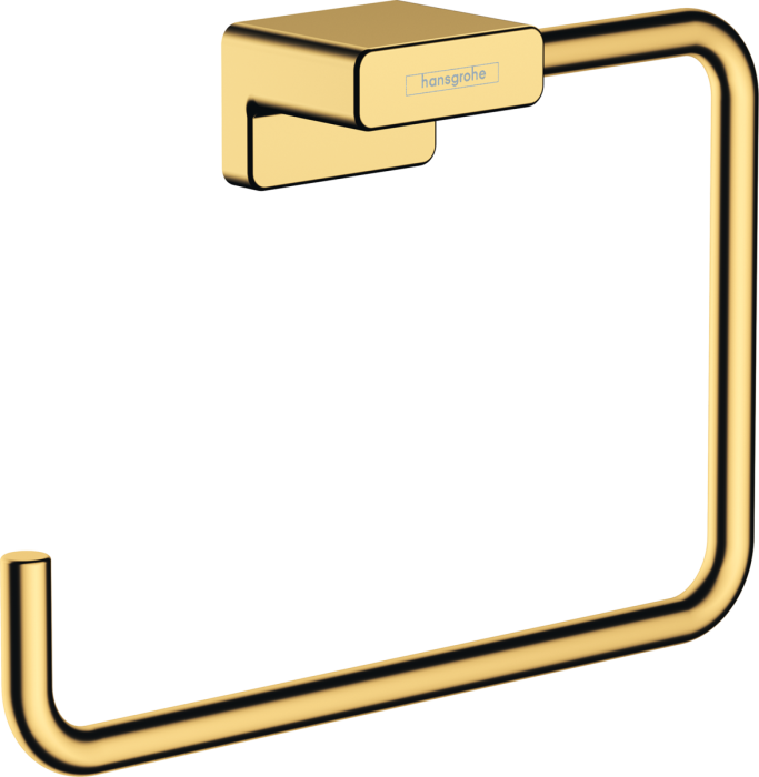 Кольцевой держатель полотенец AddStoris Hansgrohe 41754990, полированное золото для ванной комнаты. Фото