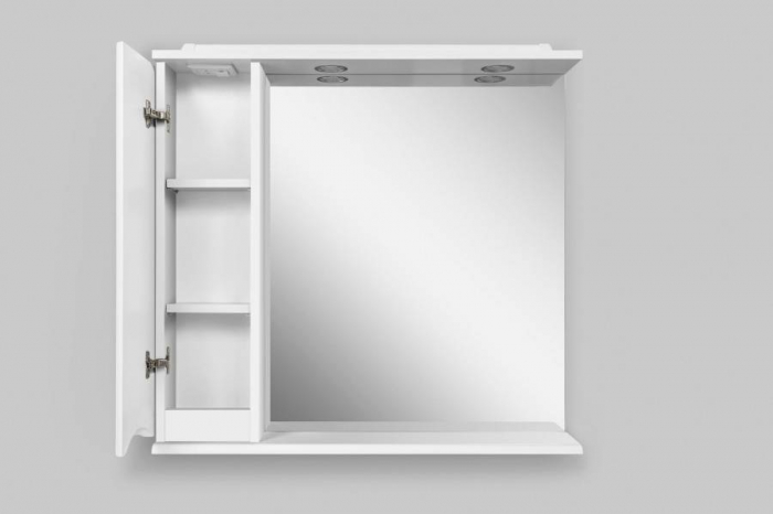 Зеркальный шкаф с подсветкой 80 см, левый, белый AM.PM Like M80MPL0801WG. Фото