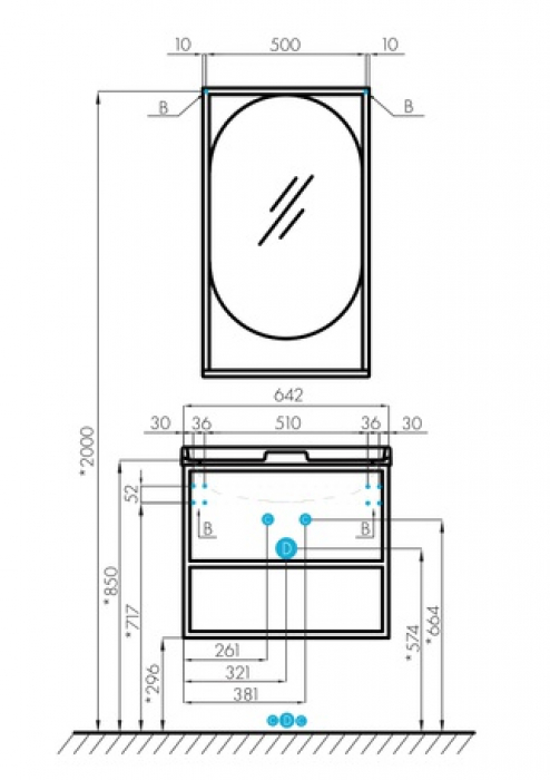 Зеркало AQUATON Лофт Фабрик 50 Дуб Кантри 1A242502LTDY0. Фото