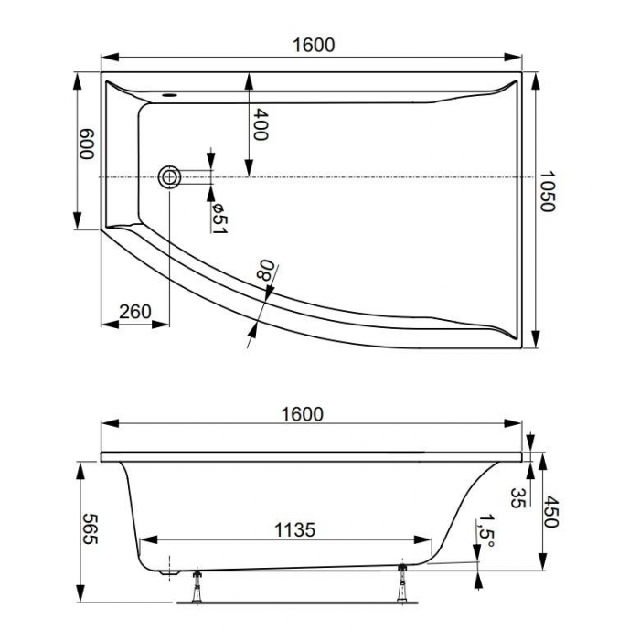 Акриловая ванна VAGNERPLAST VERONELA OFFSET 160 Right VPBA160VEA3PX-01. Фото