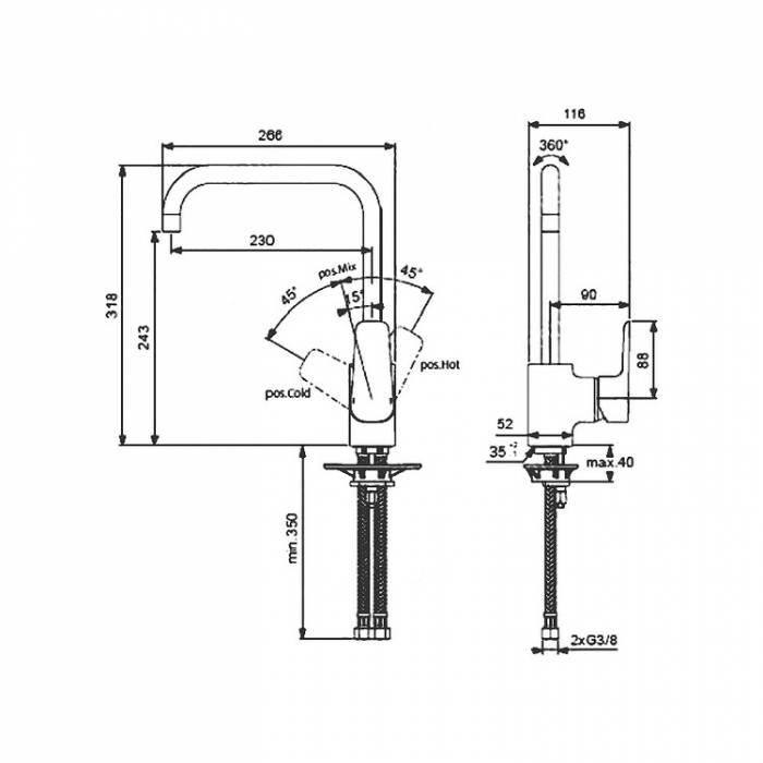 Смеситель для кухни IDEAL STANDARD Ceraplan III B0725AA. Фото