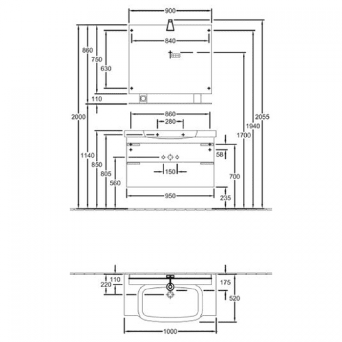 Тумба под раковину Villeroy&Boch SENTIQUE A853 00DH. Фото