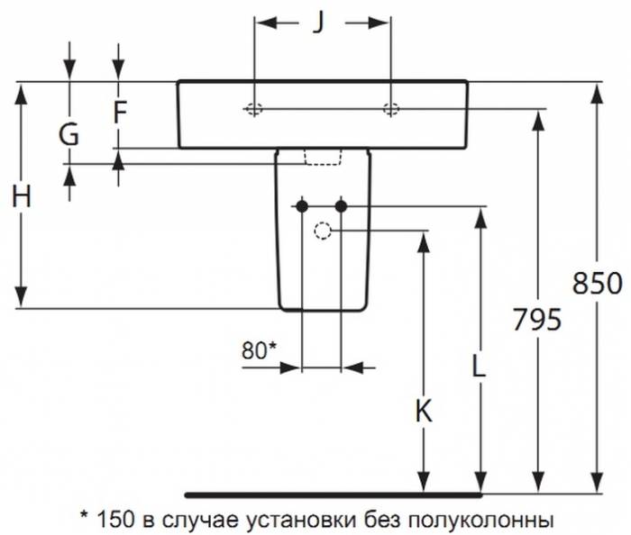 Полупьедестал для раковины IDEAL STANDARD Connect E797401. Фото