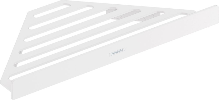 Угловая корзинка AddStoris Hansgrohe 41741700, матовый белый для ванной комнаты. Фото