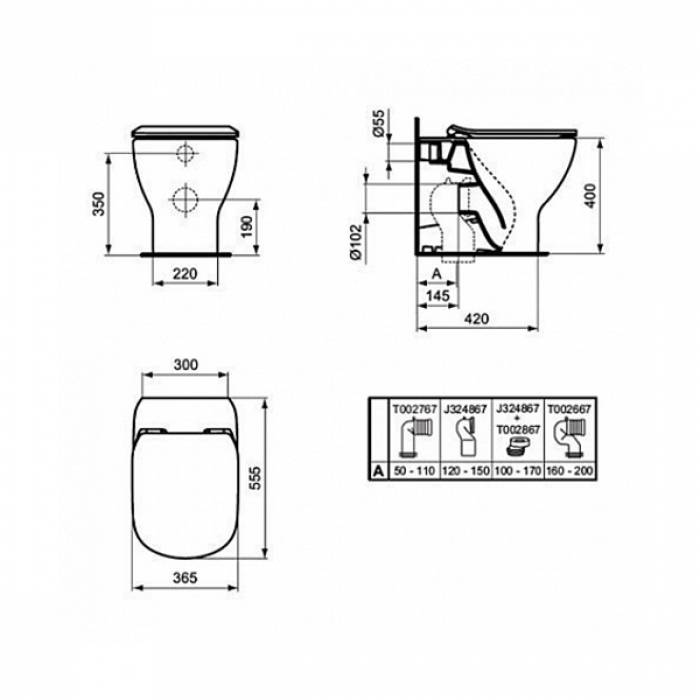 Унитаз приставной IDEAL STANDARD Tesi Aquablade T007701. Фото