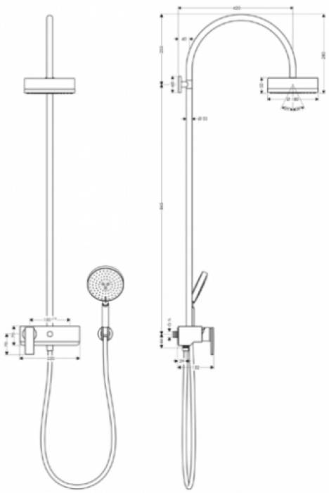 Душевой система AXOR Citterio Showerpipe 39620000. Фото