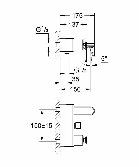 Смеситель для ванны GROHE Veris 32195000. Фото