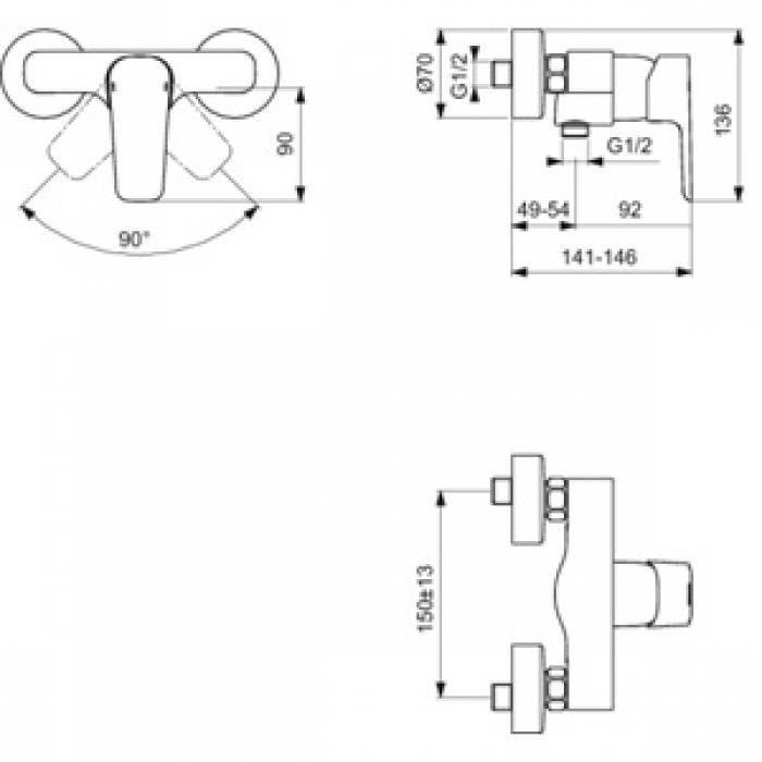 Смеситель для душа IDEAL STANDARD Ceraplan III B0716AA. Фото