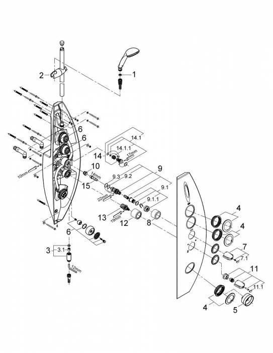 GROHE 27017000 Aquatower 2000 настенный монтаж. Фото