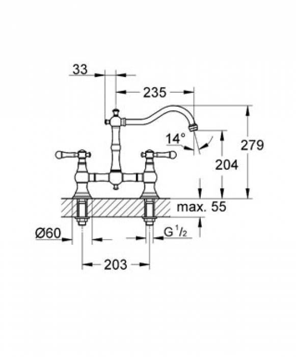 Смеситель для мойки GROHE Bridgeford 30187000. Фото