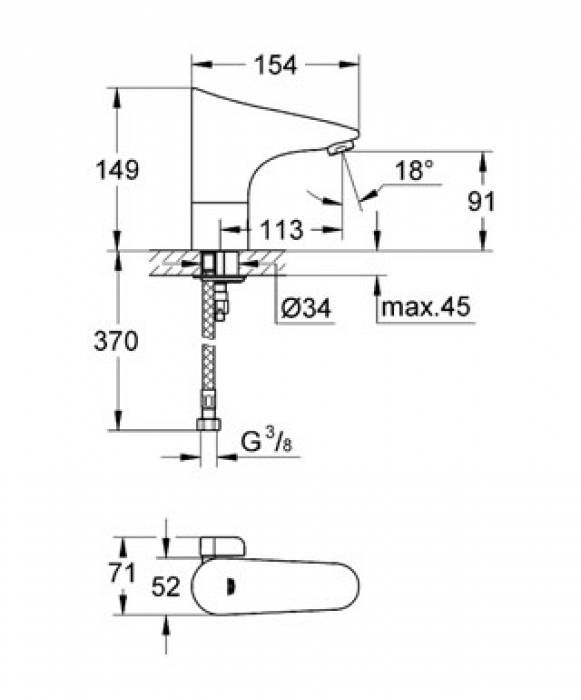Смеситель для раковины GROHE Europlus E 36207001. Фото
