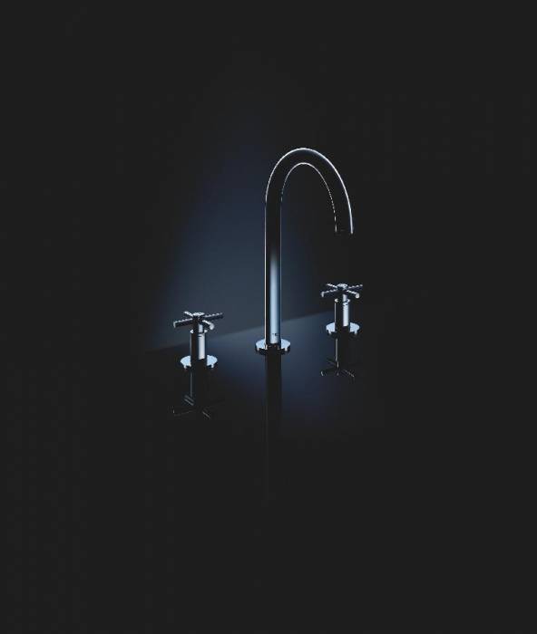 GROHE 20008003 Atrio New Смеситель двухвентильный для раковины на 3 отверстия, монтаж на бортик, крестобразная ручка, размер M. Фото