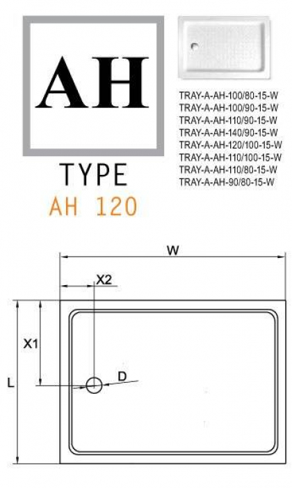 Душевой поддон акриловый CEZARES TRAY-A-AH-120/90-15-W0. Фото