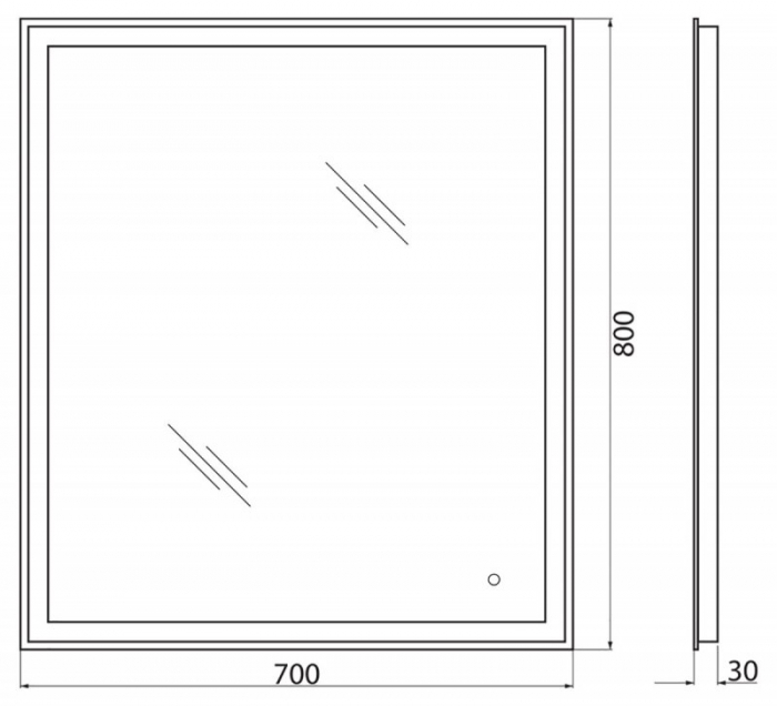 Зеркало с встроенным светильником и сенсорным выключателем BELBAGNO SPC-GRT-700-800-LED-TCH. Фото