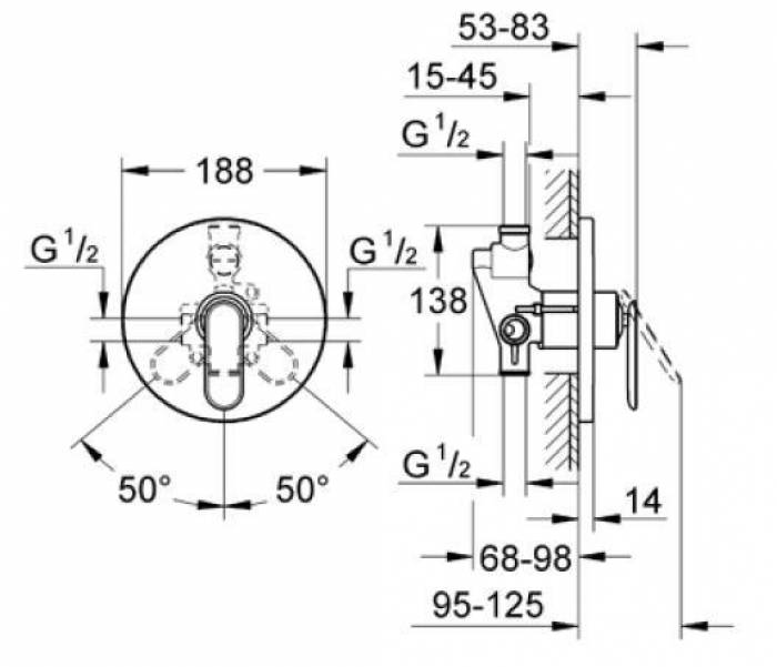 Смеситель для душа GROHE Veris 19344KS0 (внешняя часть). Фото