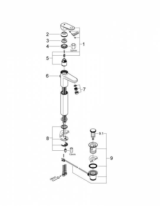 Смеситель для раковины Grohe Europlus 32618002. Фото