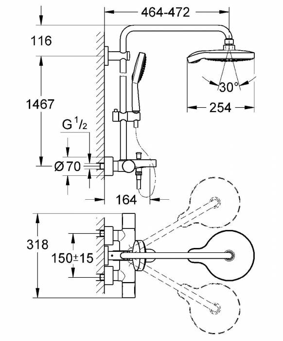 GROHE 27907000 Power andSoul Cosmo Душ.сис.терм.д.ванны. Фото