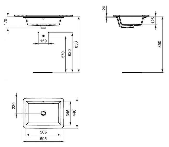 Раковина встраиваемая IDEAL STANDARD Strada 60х43 K077901. Фото