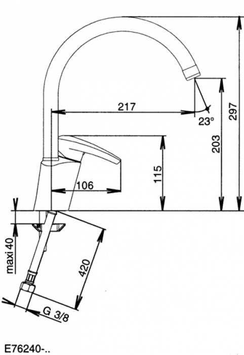 Смеситель для кухни JACOB DELAFON Panache E76241-СР. Фото