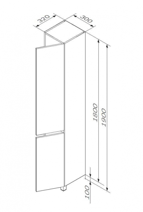 Шкаф-пенал напольный 30 см, правый, белый глянец AM.PM Gem S M91CSR0306WG. Фото