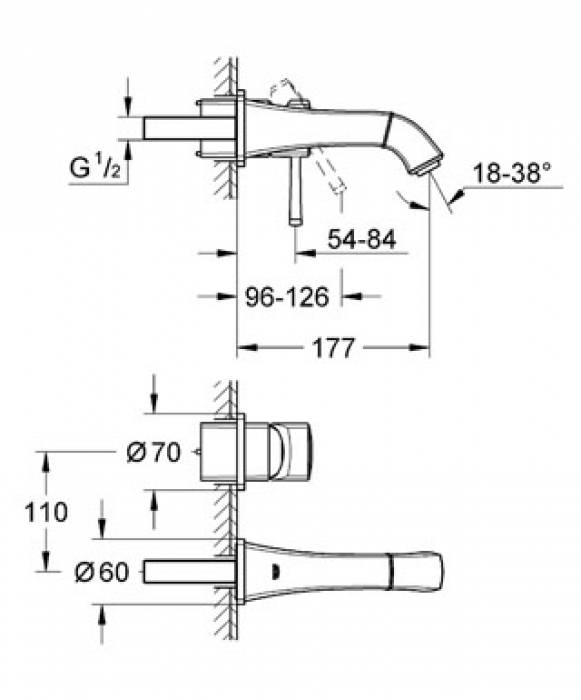 Смеситель для раковины GROHE Grandera 19929000 (внешняя часть). Фото