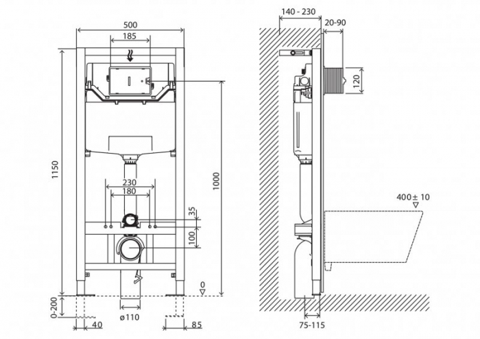 Инсталляция для подвесного унитаза BelBagno BB001-120/BB005-PR-CHROME клавиша хром глянцевый. Фото