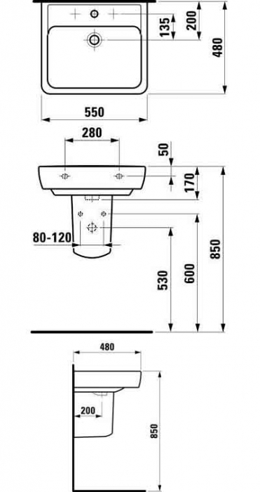 Раковина подвесная LAUFEN Pro 55х48 8.1895.1.000.104.1. Фото