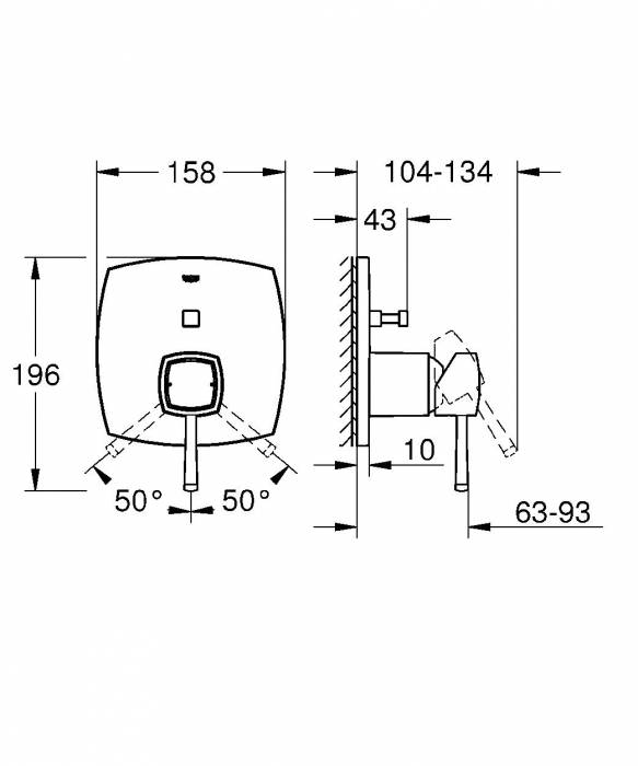 Смеситель для ванны GROHE 24068GL0 Grandera, холодный рассвет, глянец. Фото