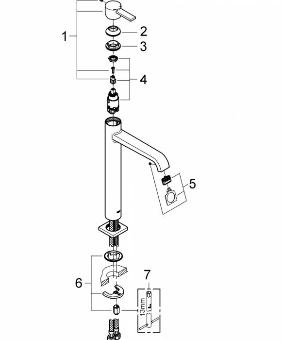 GROHE 23403000 Allure Смеситель однорычажный для раковины, свободностоящий. Фото