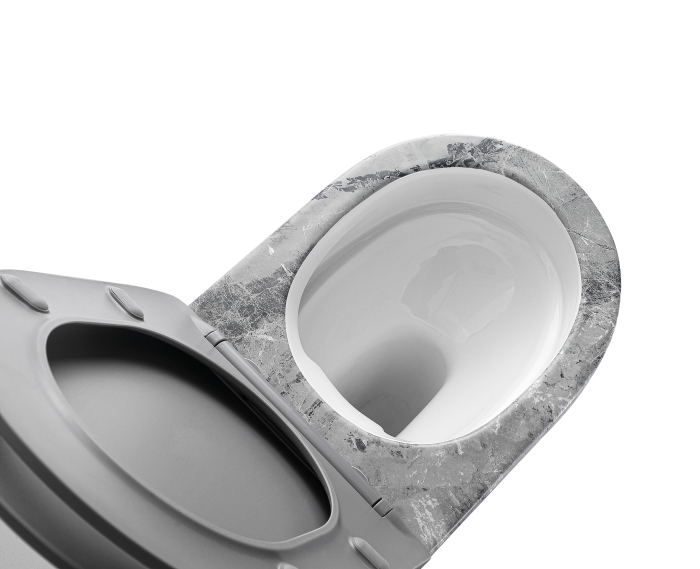 Унитаз подвесной безободковый EVA GOLD EG505Gray Серый Мрамор. Фото